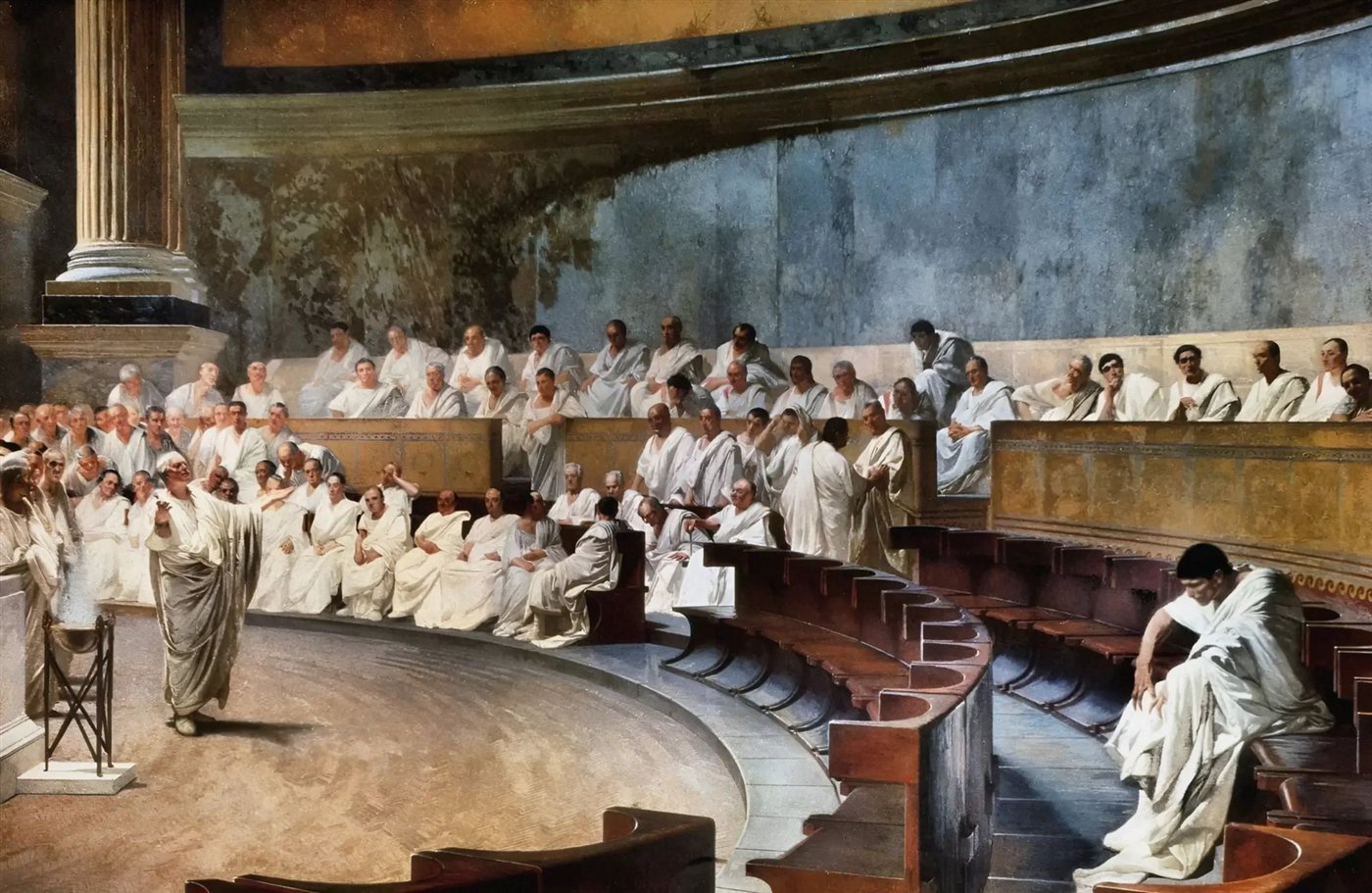 Cicero denouncing Catiline in the Roman Senate, fresco by Cesare Maccari